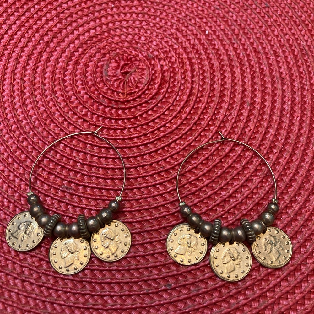 Bundle 5, get 20% off - Gold-Tone Coin Wire Hoop Earrings